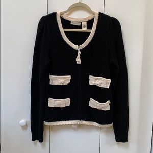 Sleeping on Snow black/bone zip wool sweater